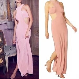 Misa Lyra Cut Out Jersey Knit Maxi Dress In Rose size XS